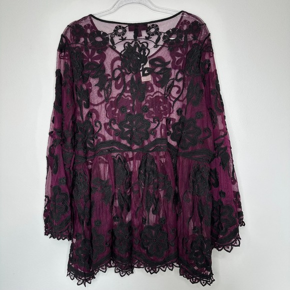 Lane Bryant Sheer Lace Tunic Top Size 22 Whimsigoth - Picture 2 of 13